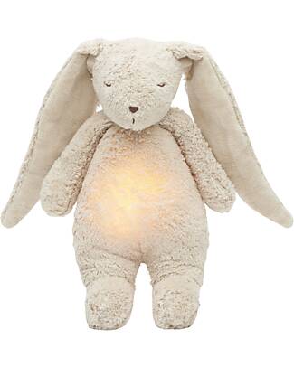 Moonie Peluche Coniglietto 2.0 con Suoni Naturali, Musica Classica e Luce Regolabile - Sabbia - Certificato GOTS e Oeko-Tex Lampade da Notte
