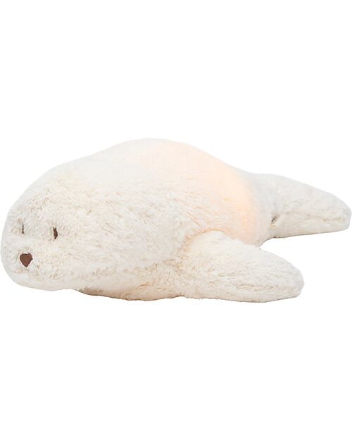 Moonie Peluche Foca 2.0 con Suoni Naturali, Musica Classica e Luce Regolabile - Bianco Polare - Certificato GOTS e Oeko-Tex Peluche