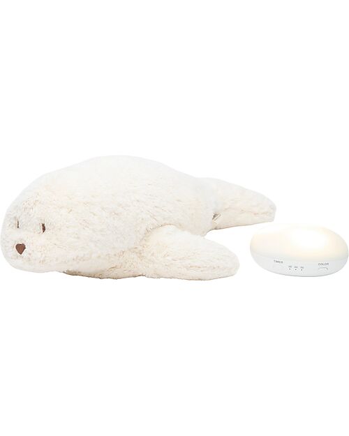 Moonie Peluche Foca 2.0 con Suoni Naturali, Musica Classica e Luce Regolabile - Bianco Polare - Certificato GOTS e Oeko-Tex Peluche