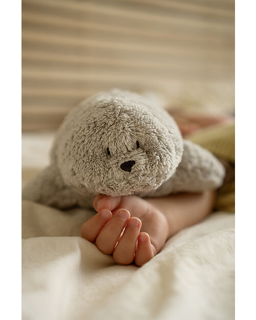Moonie Peluche Foca 2.0 con Suoni Naturali, Musica Classica e Luce Regolabile - Grigio - Certificato GOTS e Oeko-Tex Peluche