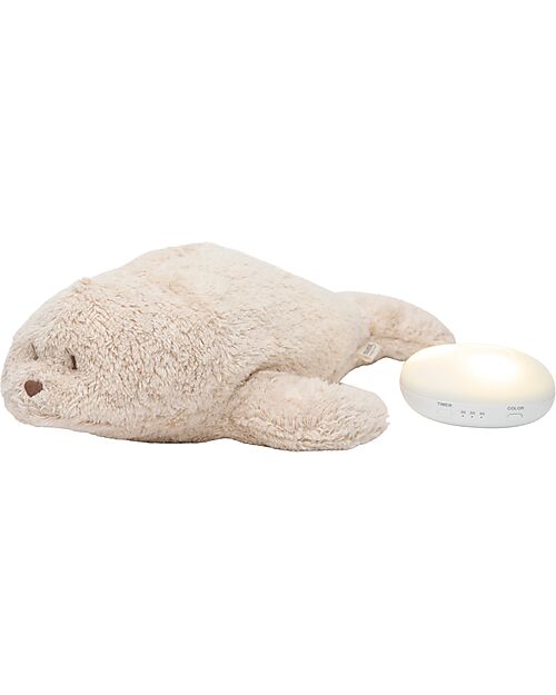 Moonie Peluche Foca 2.0 con Suoni Naturali, Musica Classica e Luce Regolabile - Sabbia - Certificato GOTS e Oeko-Tex Peluche
