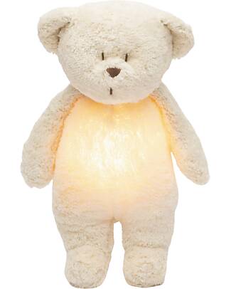 Moonie Peluche Orsetto 2.0 con Suoni Naturali, Musica Classica e Luce Regolabile - Bianco Polare - Certificato GOTS e Oeko-Tex Lampade da Notte
