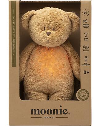 Moonie Peluche Orsetto 2.0 con Suoni Naturali, Musica Classica e Luce Regolabile - Cappuccino - Certificato GOTS e Oeko-Tex Lampade da Notte