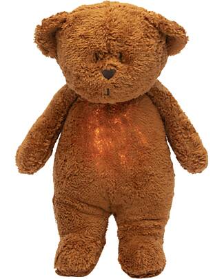 Moonie Peluche Orsetto 2.0 con Suoni Naturali, Musica Classica e Luce Regolabile - Caramello - Certificato GOTS e Oeko-Tex Lampade da Notte