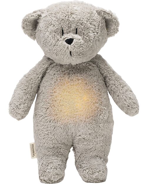 Moonie Peluche Orsetto 2.0 con Suoni Naturali, Musica Classica e Luce Regolabile - Grigio - Certificato GOTS e Oeko-Tex Lampade da Notte