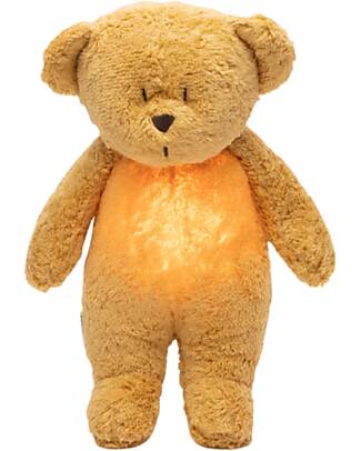 Moonie Peluche Orsetto 2.0 con Suoni Naturali, Musica Classica e Luce Regolabile - Miele - Certificato GOTS e Oeko-Tex Lampade da Notte