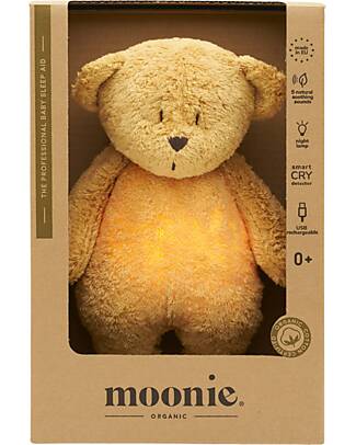 Moonie Peluche Orsetto 2.0 con Suoni Naturali, Musica Classica e Luce Regolabile - Miele - Certificato GOTS e Oeko-Tex Lampade da Notte