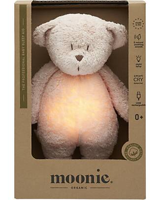 Moonie Peluche Orsetto 2.0 con Suoni Naturali, Musica Classica e Luce Regolabile - Rosa - Certificato GOTS e Oeko-Tex Lampade da Notte