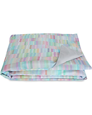 Motomo Copertina Imbottita 2 in 1 "Pastelli", Arcobaleno - 100x137 cm - cotone bio Tappeti Gioco