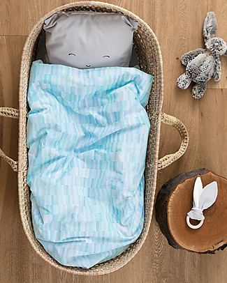 Motomo Set baby copripiumino e cuscino "Pastelli", Azzurro - 70x100 cm - Cotone bio Copripiumino e Federe