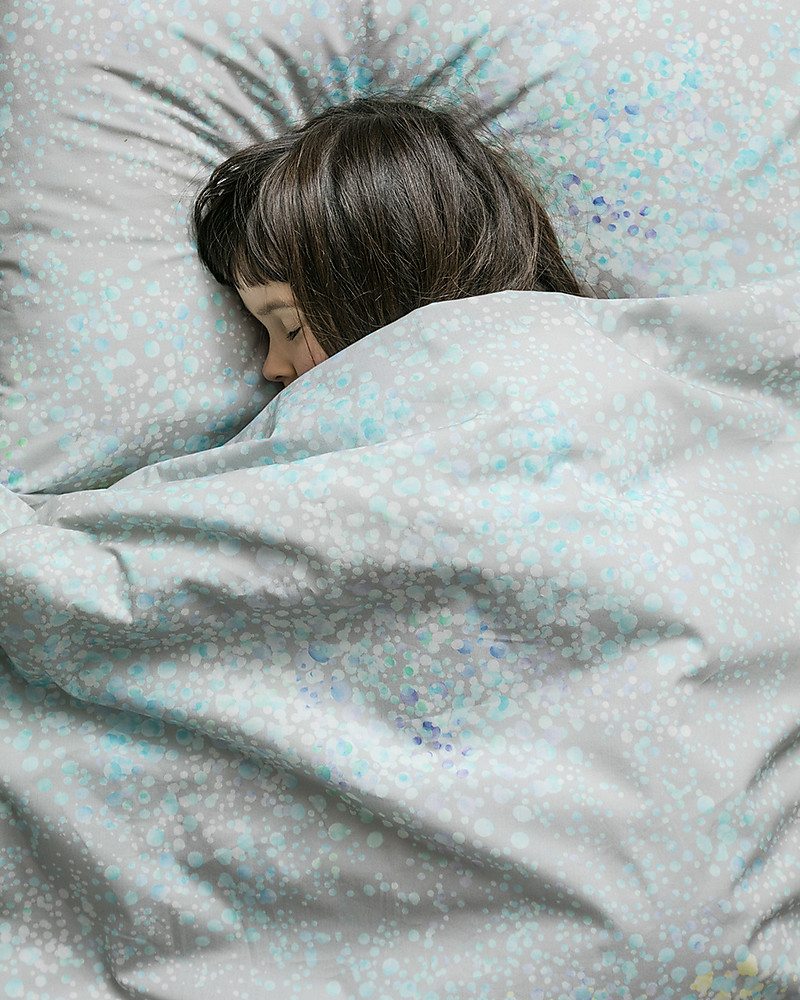 Motomo Set bimbi copripiumino e cuscino Petali, Azzurro - 150x200 cm -  Cotone bio unisex (bambini)