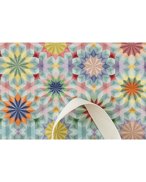 Motomo Set Regalo Grembiule Mamma e Bimbo "Caleidoscopio", Acquamarina - Cotone bio e legno naturale Accessori Cucina