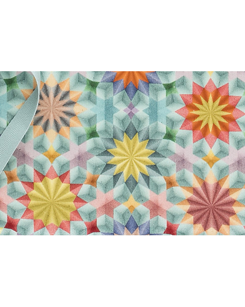 Motomo Set Regalo Grembiule Mamma e Bimbo "Caleidoscopio", Acquamarina - Cotone bio e legno naturale Accessori Cucina