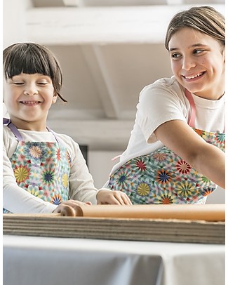 Motomo Set Regalo Grembiule Mamma e Bimbo "Caleidoscopio", Rosa - Cotone bio e legno naturale Accessori cucina