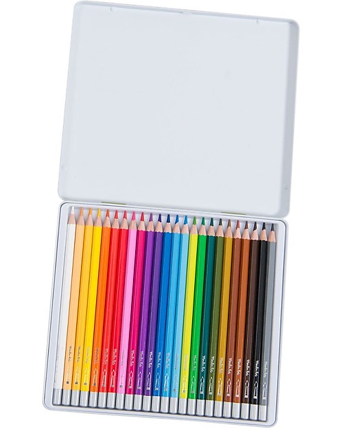 Moulin Roty Box in Metallo con 24 Matite Acquerellabili - di tutti i Colori! Disegnare e Colorare