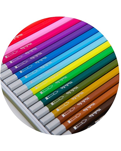 Moulin Roty Box in Metallo con 24 Matite Acquerellabili - di tutti i Colori! Disegnare e Colorare