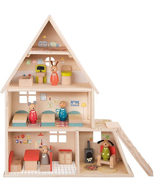 Moulin Roty Casa Dolce Casa, La Grande Famille - Mobili Inclusi Case delle Bambole