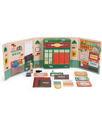 Moulin Roty Cofanetto Vado al Ristorante - Les Coffret Metiers - Essere un Ristoratore Giochi Per Inventare Storie
