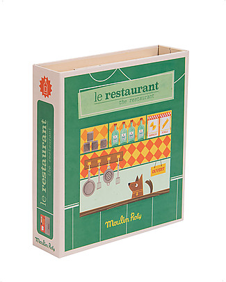 Moulin Roty Cofanetto Vado al Ristorante - Les Coffret Metiers - Essere un Ristoratore Giochi Per Inventare Storie