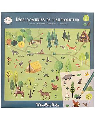 Moulin Roty Decalcomania l'Esploratore - 22x23 cm - Bellissime Illustrazioni da Trasferire Dove Vuoi! Adesivi e Timbri