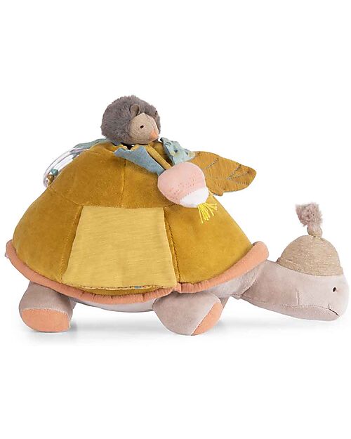 Moulin Roty Gioco Attività Multisensoriali Tartaruga - Giallo - 38x20 cm Giochi per Neonati_