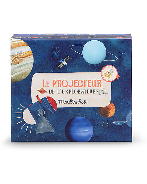 Moulin Roty Il Proiettore dell'Esploratore - Include 4 Dischi da 8 Diapositive - Scopri lo Spazio e le Costellazioni! Giochi per Inventare Storie