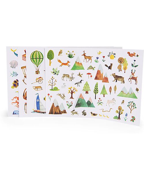 Moulin Roty Kit di 154 Adesivi L'Esploratore - Tema Avventura - +3 Anni Adesivi e Timbri