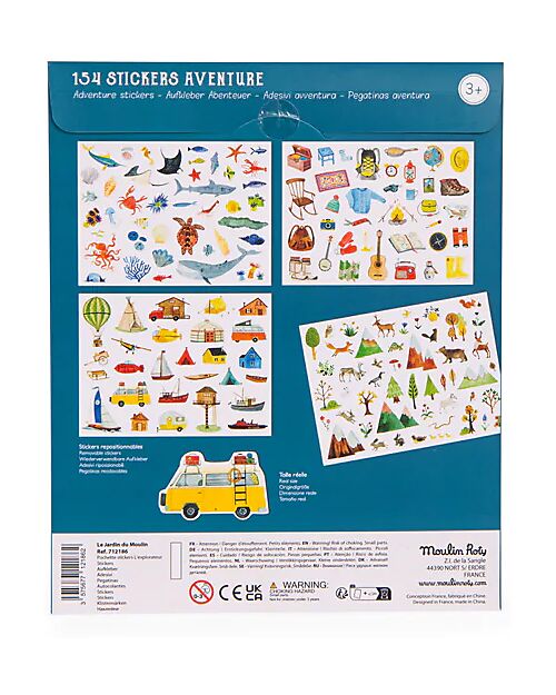 Moulin Roty Kit di 154 Adesivi L'Esploratore - Tema Avventura - +3 Anni Adesivi e Timbri