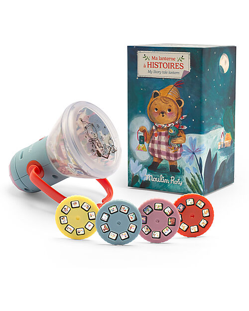 Moulin Roty Lanterna Raccontastorie 3 in 1 - Les Minouchkas - 32 Immagini da Proiettare Giochi per Inventare Storie