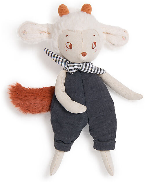 Moulin Roty Peluche Pecora Nuvola - Blu e Bianco - Cotone Biologico e Lino Pupazzi