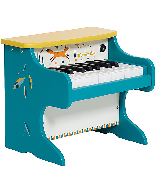Moulin Roty Pianoforte Elettrico Bimbi - Le Voyage d'Olga - con 6 Spartiti! Strumenti Musicali