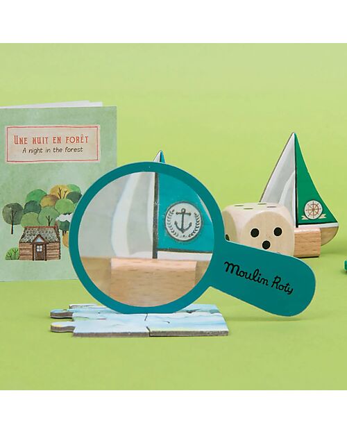 Moulin Roty Puzzle in Barattolo di Latta - 96 pezzi - Tema Oceano - con Lente d'Ingrandimento Puzzle