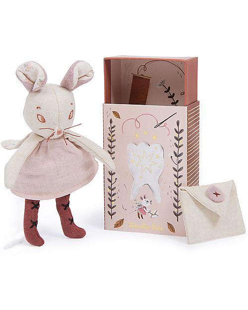 Moulin Roty Scatola con Topolino Porta dentini - Aprés la Pluie - per Denti da Latte Contenitori Portaoggetti