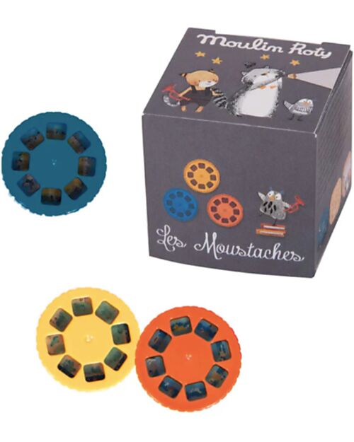 Moulin Roty Set 3 Dischi per la Lampada Proietta Storie - I Gattini Giochi per Inventare Storie