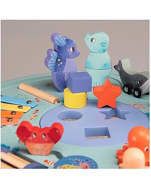 Moulin Roty Tavolo Attività - Les Aventures de Paulie - Legno Incastri in Legno