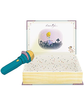 Moulin Roty Torcia Proietta Storie con Libro - il était une Fois - Comprende 5 inviti! Giochi per Inventare Storie