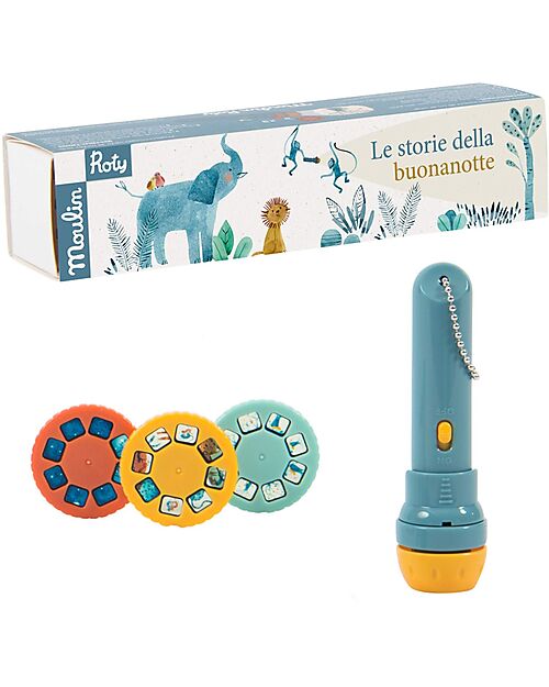 Moulin Roty Torcia Proietta Storie - Favole degli Animali della Savana - 3+ anni Giochi per Inventare Storie
