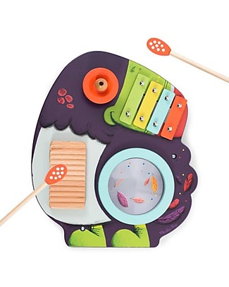 Moulin Roty Tucano Musicale Multi-Attività - Xilifono + Cimbalo + Guiro + Tamburello Strumenti Musicali