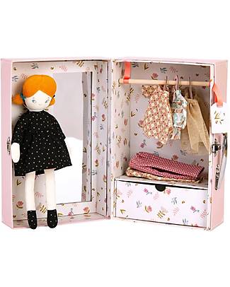 Moulin Roty Valigetta Armadio con Bambola e Vestiti - Les Parisennes Accessori Bambole