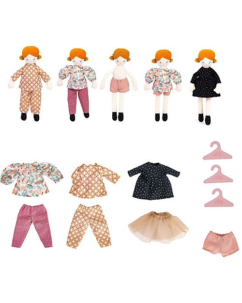 Moulin Roty Valigetta Armadio con Bambola e Vestiti - Les Parisennes Bambole