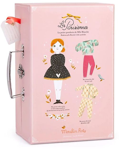 Moulin Roty Valigetta Armadio con Bambola e Vestiti - Les Parisennes Bambole