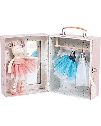 Moulin Roty Valigetta da Ballerina, il était une Fois - Include un Peluche e 3 tùtù Accessori Bambole