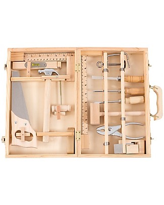 Moulin Roty Valigetta degli Attrezzi - Jouets d'hier - Completa di tutti gli Strumenti! Attrezzi in Legno