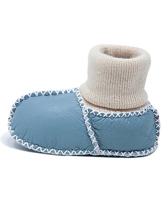 Mr.Tiggle Babbucce Baby Slippersocks - Bluette - 100% vello di pecora Calzini