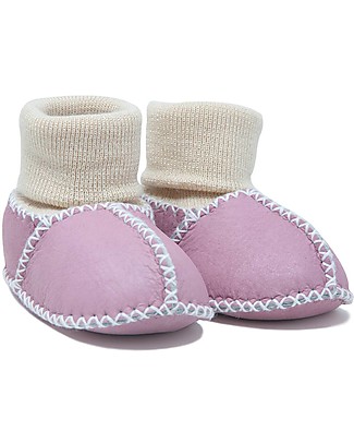 Mr.Tiggle Babbucce Baby Slippersocks - Rosa - 100% vello di pecora Pantofole