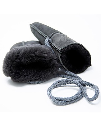 Mr.Tiggle Guanti Baby Imbottiti in Pelle - Grigio - 100% vello di pecora Guanti e Muffole