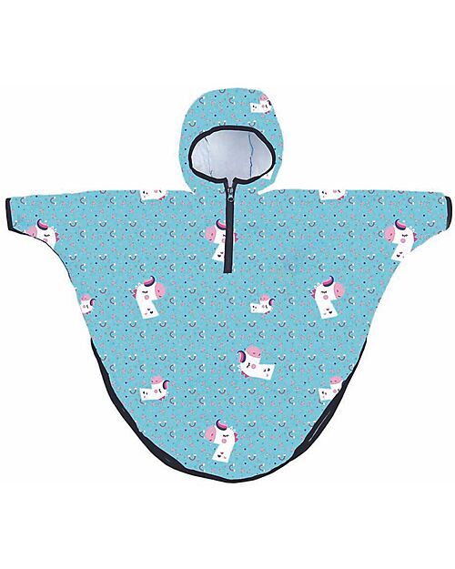 Mr.Tiggle Mantella Impermeabile - Unicorno Azzurro - con Zip Frontal Impermeabili