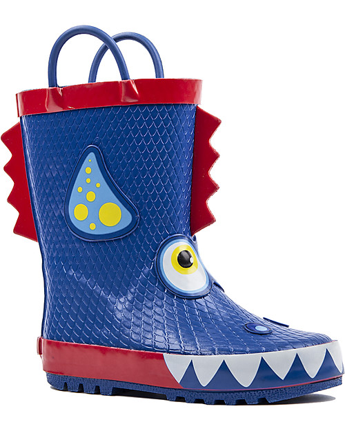 Mr.Tiggle Stivali da Pioggia in Gomma, Foderati in Cotone - Drago Blu Stivali Pioggia