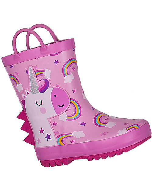 Mr.Tiggle Stivali da Pioggia in Gomma - Foderati in Cotone - Unicorno con Arcobaleni Stivali Pioggia