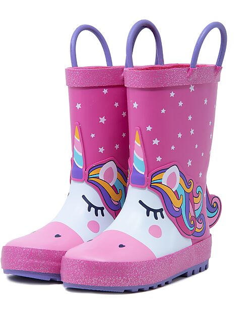 Mr.Tiggle Stivali da Pioggia in Gomma, Foderati in Cotone - Unicorno Stellato Stivali Pioggia